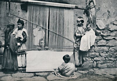 Tejedores kabyle y telar nativo, norte de Argelia, 1912 de Legrand