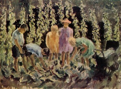 Evacuados cultivando repollos, 1940, 1943 de Leila Faithfull
