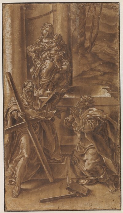 Madonna con el niño y el apóstol Andrés (izq.) y San Judas (der.) de Lelio Orsi