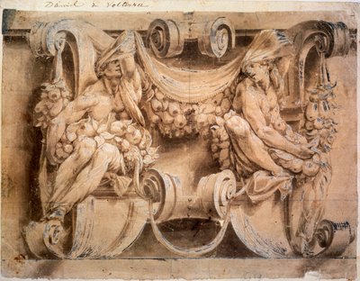Boceto para un friso con dos cariátides, 1546-1554 de Lelio Orsi da Novellara