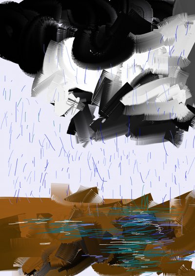 Tormenta de lluvia abstracta de Lembayung senja studio [Vintage Poster]