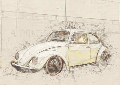 Boceto del Escarabajo clásico de Lembayung senja studio [Vintage Poster]