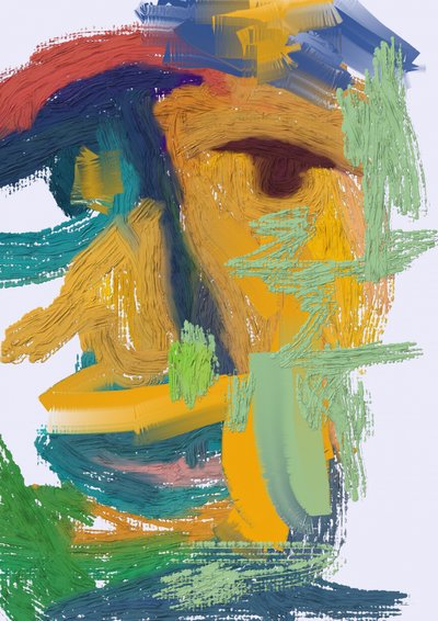 Rostro abstracto y colorido de Lembayung senja studio [Vintage Poster]