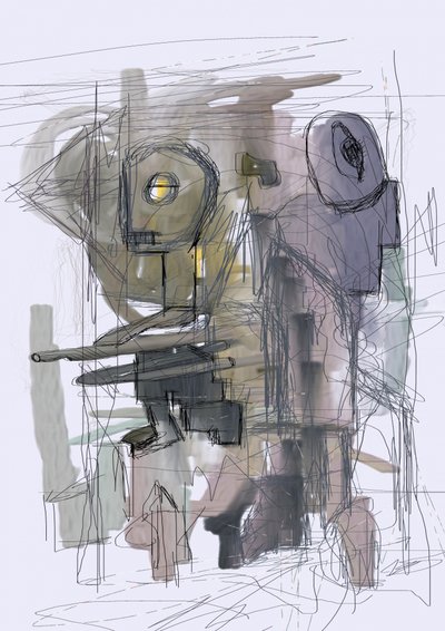 Robots abstractos y enigmáticos de Lembayung senja studio [Vintage Poster]