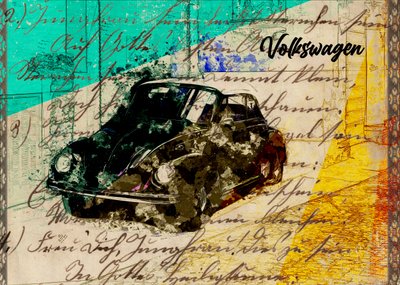 El emblemático Beetle en técnica mixta de Lembayung senja studio [Vintage Poster]