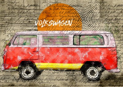 Furgoneta camper retro de Lembayung senja studio [Vintage Poster]