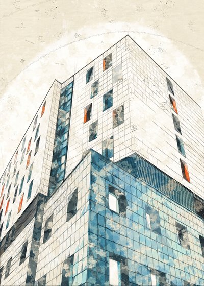 Boceto arquitectónico urbano de Lembayung senja studio [Vintage Poster]