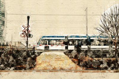 Boceto de un tren urbano de Lembayung senja studio [Vintage Poster]