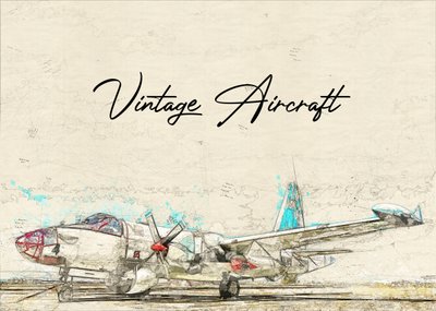 Boceto de un avión antiguo de Lembayung senja studio [Vintage Poster]