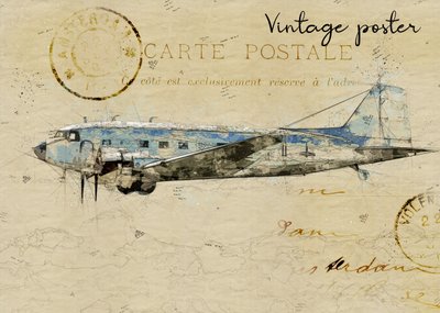 Postal de un avión antiguo de Lembayung senja studio [Vintage Poster]