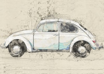 Boceto de un Beetle clásico de Lembayung senja studio [Vintage Poster]