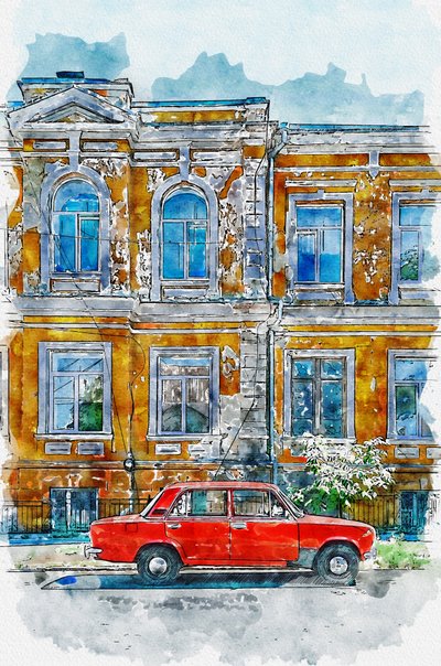 Edificio «Vintage Car City» de Lembayung senja studio [Vintage Poster]