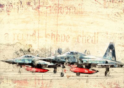 Aviones de combate antiguos de Lembayung senja studio [Vintage Poster]