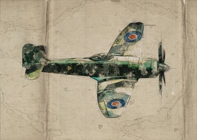 Mapa de aviones de combate antiguos de Lembayung senja studio [Vintage Poster]