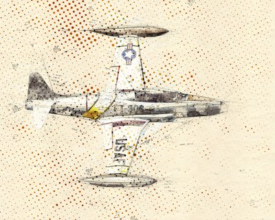 Plano técnico vintage de un avión de Lembayung senja studio [Vintage Poster]