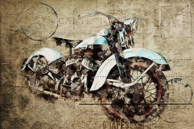 Motocicleta vintage de estilo grunge de Lembayung senja studio [Vintage Poster]