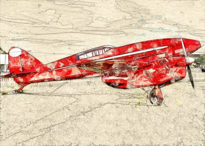 Avión de hélice rojo de época de Lembayung senja studio [Vintage Poster]