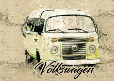 Furgoneta de viaje vintage de Lembayung senja studio [Vintage Poster]