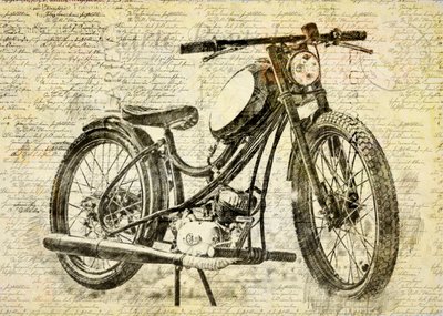 motocicleta antigua de Lembayung senja studio [Vintage Poster]