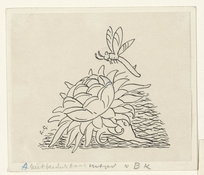 Flor con libélula de Leo Gestel (signed by artist)