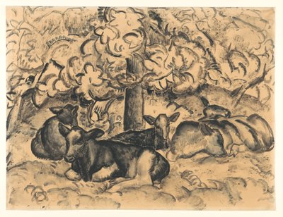 Huerto con terneros de Leo Gestel (signed by artist)