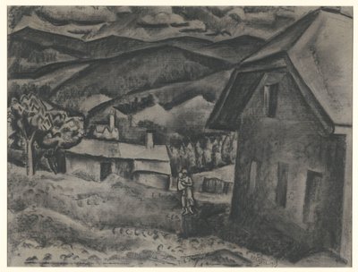 Paisaje con mujer con niño delante de una casa de Leo Gestel (signed by artist)