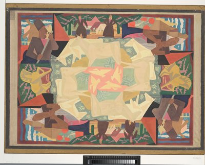 Motivo de diseño de alfombra Holanda (diseño) (título en el objeto) de Leo Gestel (signed by artist)
