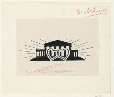 Templo con dos corazones entrelazados de Leo Gestel (signed by artist)