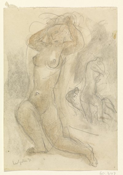 Dos desnudos arrodillados de Leo Gestel (signed by artist)