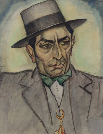Un hombre con traje español, c. 1914 (carboncillo, pastel y acuarela sobre papel) de Leo Gestel