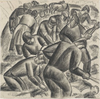 Cosechadores de patatas trabajando en el campo de Leo Gestel