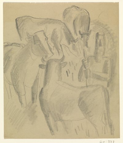 Granjero con cuatro vacas de Leo Gestel