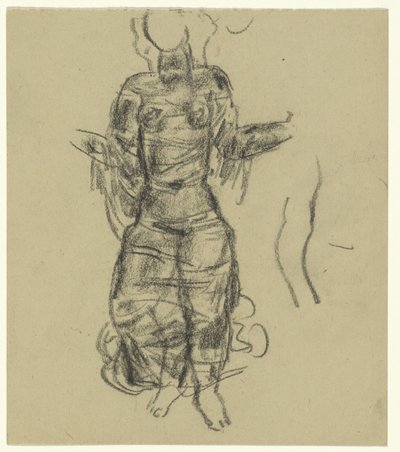 Mujer que baila con cortinas transparentes de Leo Gestel