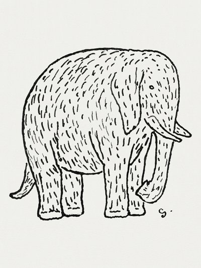 Elefante (h. 1891-1941). Dibujo en alta resolución de Leo Gestel de Leo Gestel
