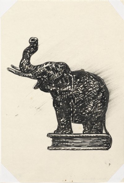 Elefante sobre libro (boceto) de Leo Gestel