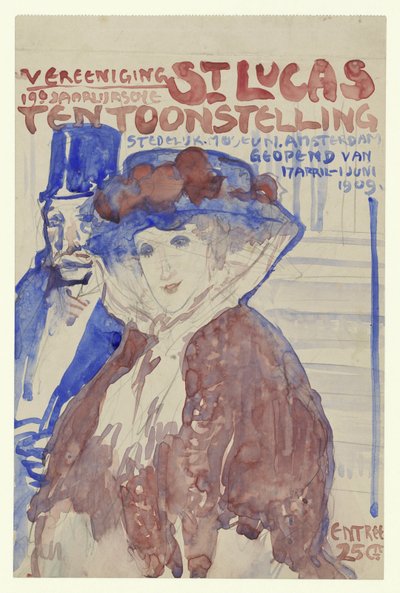Diseño para la afiche de la 19ª exposición anual de Vereening St. Lukas en el Stedelijk Museum, Ámsterdam de Leo Gestel