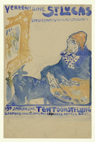 Diseño del cartel de la 19ª exposición anual de Vereening St. Lukas en el Stedelijk Museum de Ámsterdam de Leo Gestel