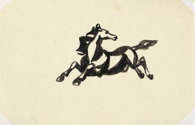 Caballo de salto con la cabeza girada hacia atrás
Caballo sin título de Leo Gestel