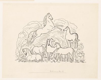 Hoja de estudio con ocho caballos de Leo Gestel