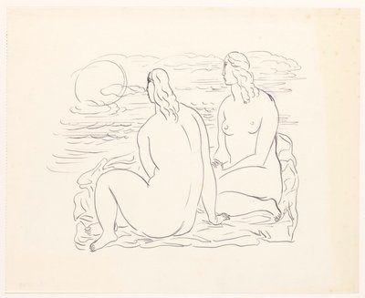Dos mujeres desnudas en la playa de Leo Gestel