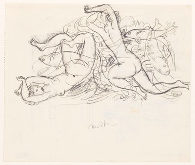 Dos mujeres desnudas y tres peces de Leo Gestel