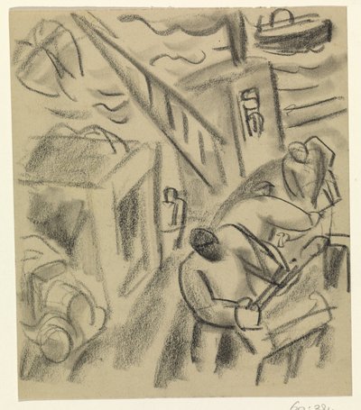 Pescador en un barco de pesca de Leo Gestel