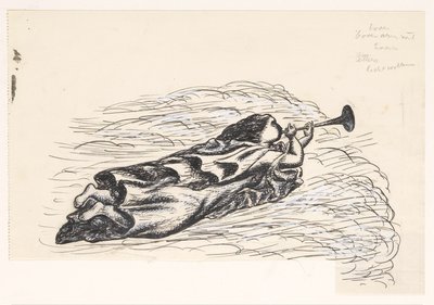 Mujer con trompeta, flotando en las nubes de Leo Gestel