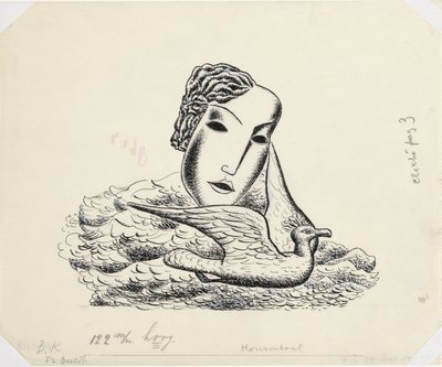 Cabeza de mujer con pájaro (boceto) de Leo Gestel