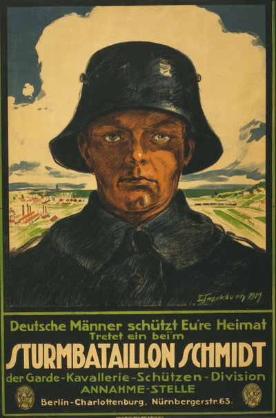 Sturmbataillon Schmidt; Hombres alemanes protejan su patria! 1919 de Leo Impekoven