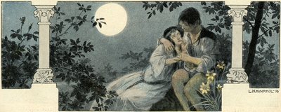 Pareja abrazándose a la luz de la luna de Leo Kainradl