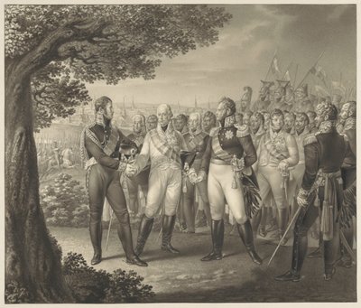 Primera reunión de los Reyes Aliados con sus ministros en Praga, 18 de agosto de 1813 de Leo Wolf