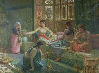 Interior de un harén, c.1865 de Leon Auguste Adolphe Belly