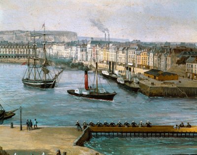 Vista del puerto de Dieppe de Leon Auguste Asselineau