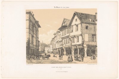 Vista de la Plaza de los Cordeleros en Dinan
Place des Cordeliers à Dinan (título en el objeto)
Francia contemporánea (título de la serie)
La France de nos jours (título de la serie en el objeto) de Leon Auguste Asselineau